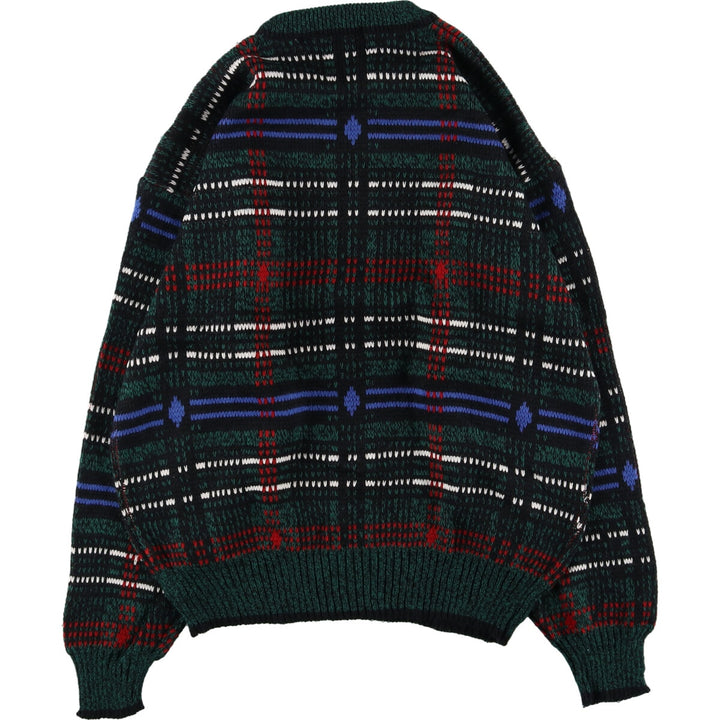 Van Heusen Dem's Landing all-over print acrylic knit sweater, men's L acrylic multicolor Vintage Second Hand