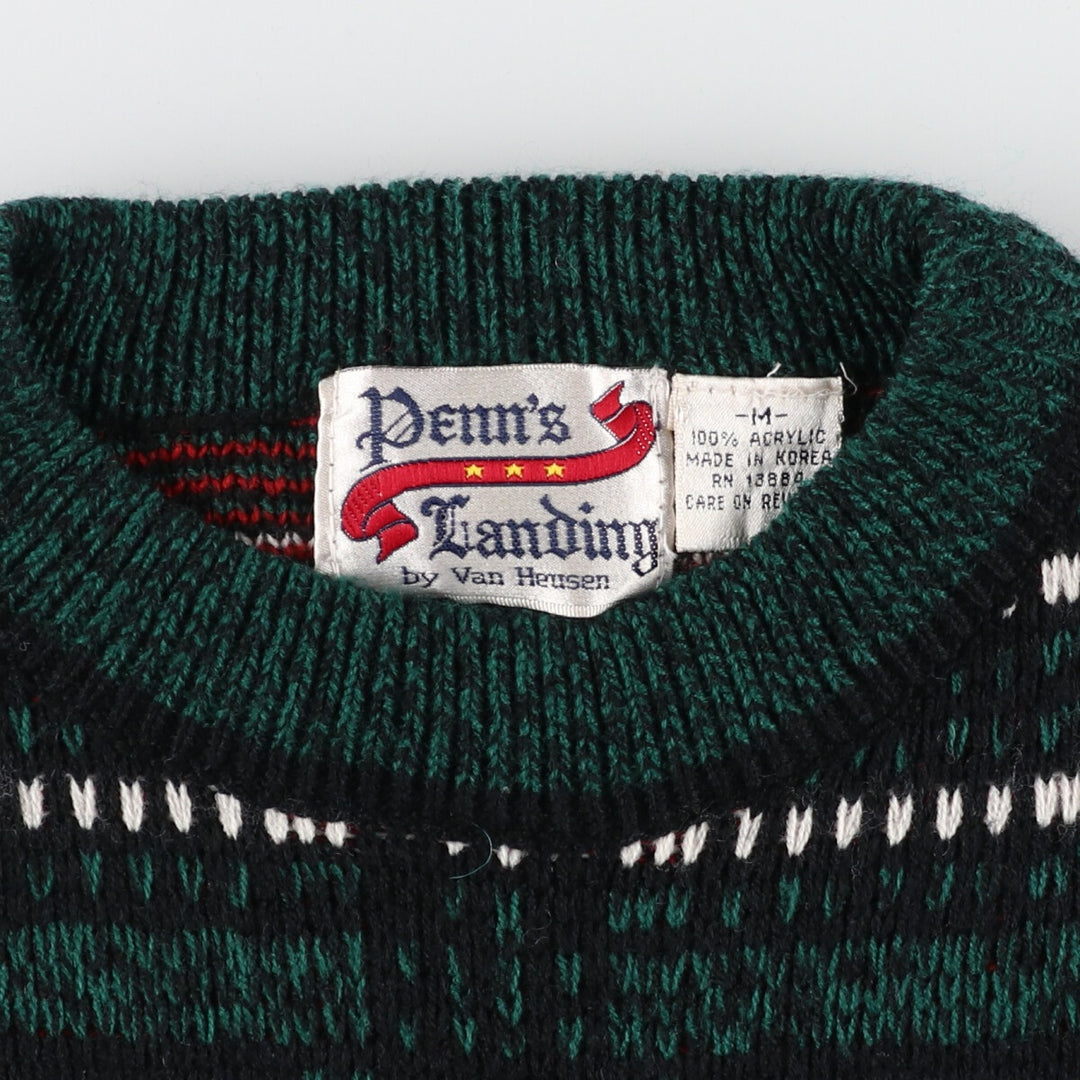 Van Heusen Dem's Landing all-over print acrylic knit sweater, men's L acrylic multicolor Vintage Second Hand