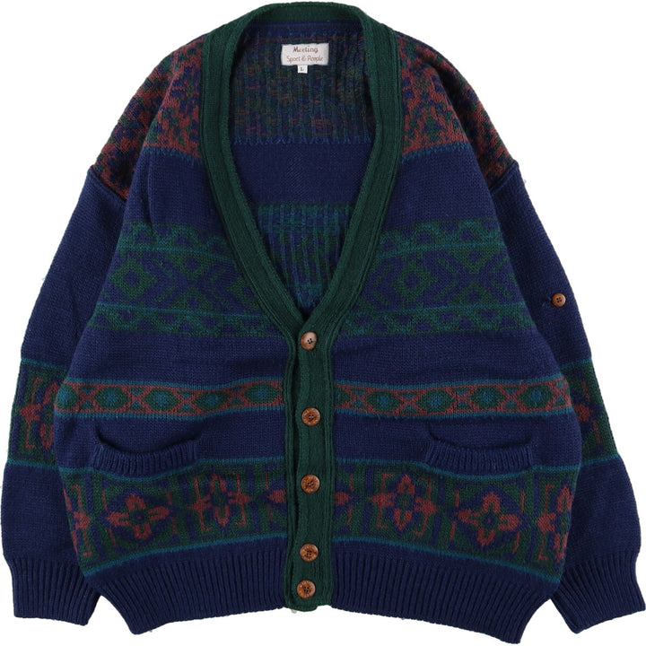 Meeting Sport and People all-over print wool knit cardigan, made in Italy, men's L /eaa356757