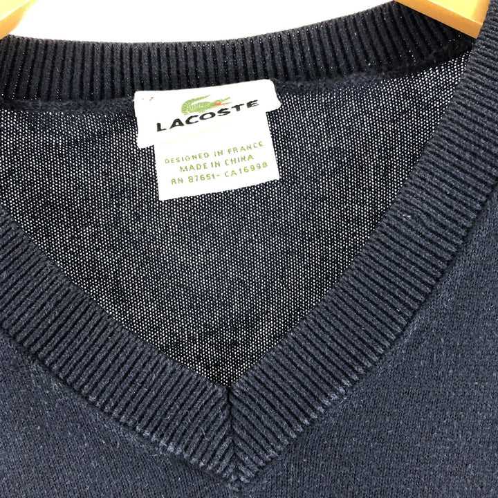 LACOSTE Border Pattern V-neck Cotton Knit Sweater Men's L /eaa358220