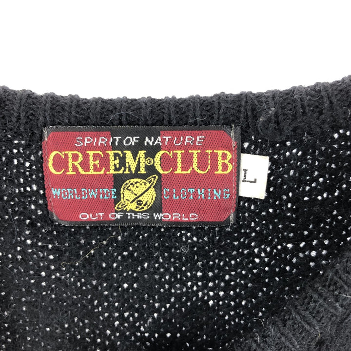 CREEM CLUB All-over print half button wool knit sweater, women's L /eaa358221