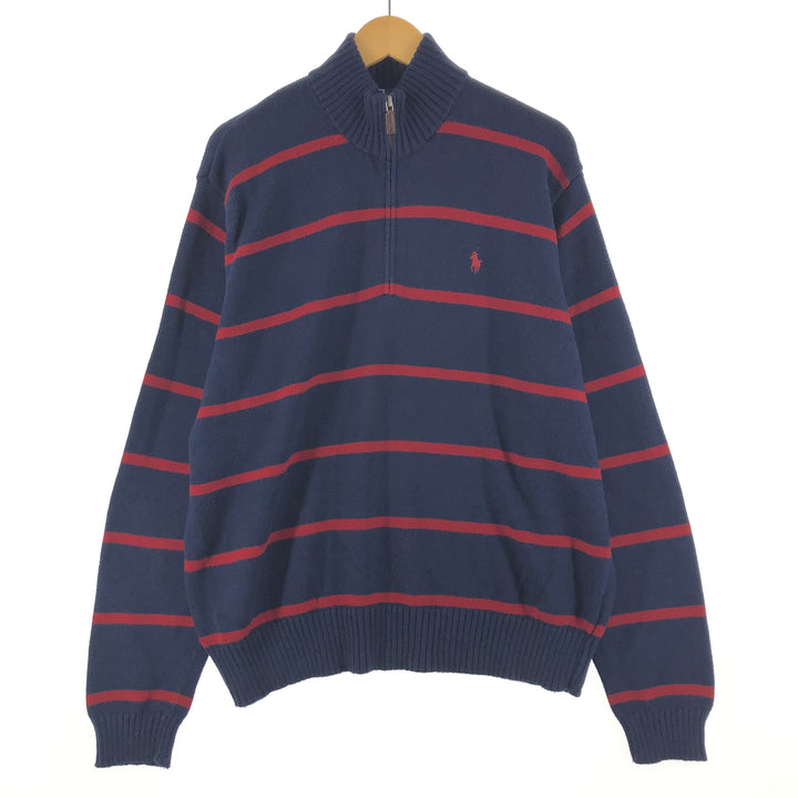 Ralph Lauren POLO by Ralph Lauren Striped Pattern Cotton Knit Half Zip Sweater Men's XL /eaa358282