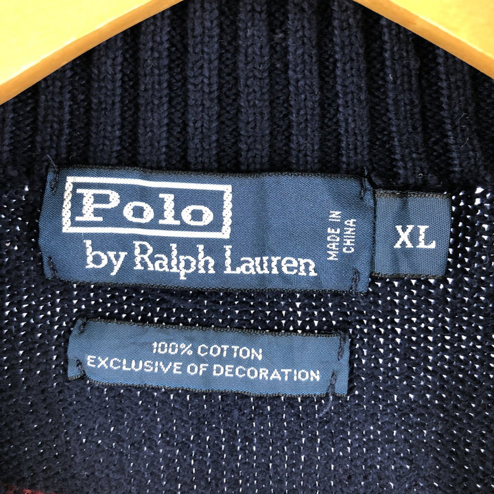 Ralph Lauren POLO by Ralph Lauren Striped Pattern Cotton Knit Half Zip Sweater Men's XL /eaa358282