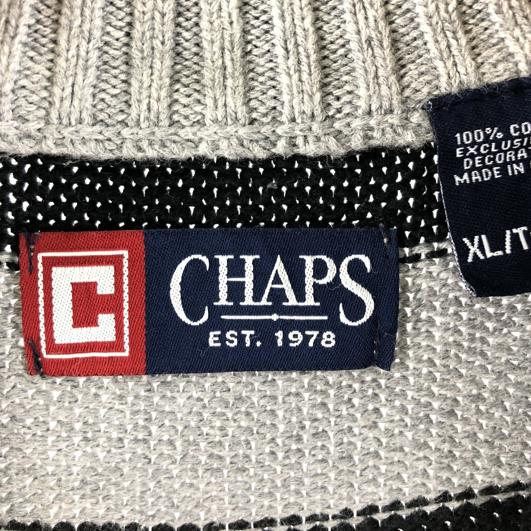 CHAPS Border Pattern Cotton Knit Half Zip Sweater Men's L /eaa358283