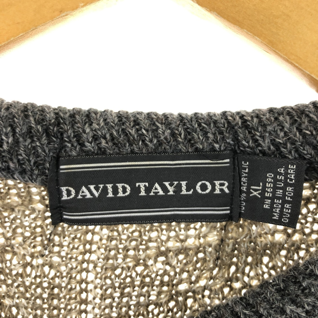 DAVID TAYLOR All-over print acrylic knit sweater Made in USA Men's XL acrylic multicolor Vintage Second Hand