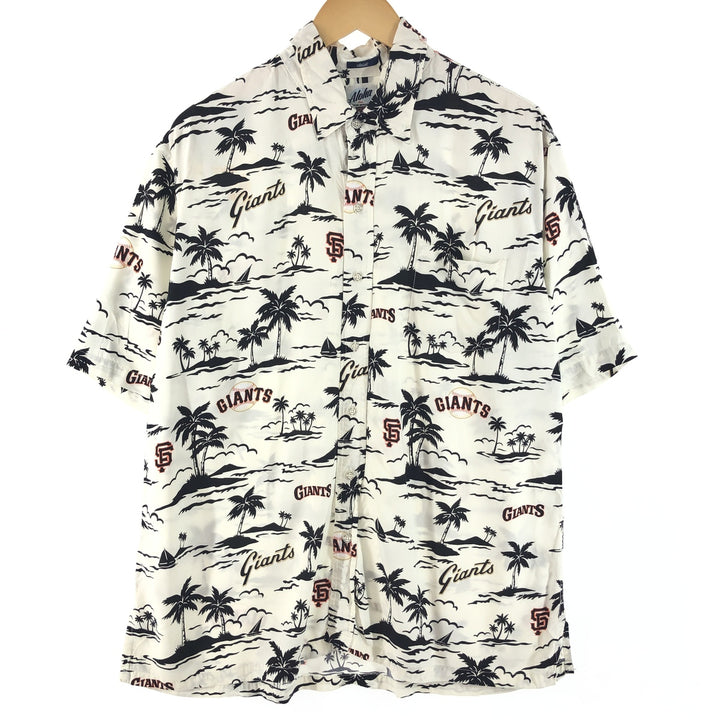 Reyn Spooner BASEBALL GIANTS all-over print rayon Hawaiian aloha shirt, men's L /eaa360738