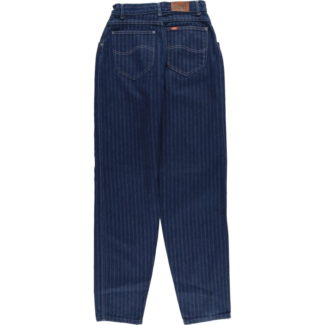 Dark blue 80'S Lee Stripe Pattern One-tuck Lee Tapered Jeans Denim Pants Made in USA Women's M (w26) [Elle] /eaa361638