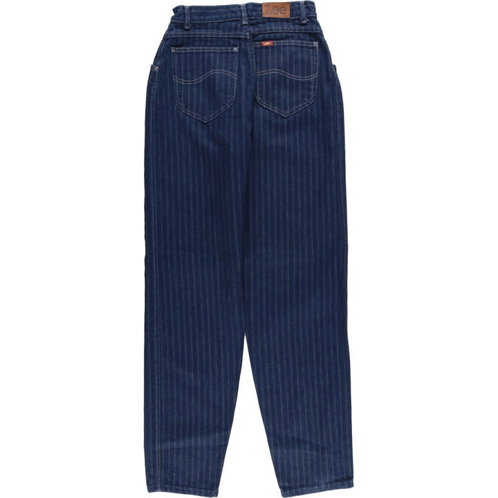 Dark blue 80'S Lee Stripe Pattern One-tuck Lee Tapered Jeans Denim Pants Made in USA Women's M (w26) [Elle] /eaa361638