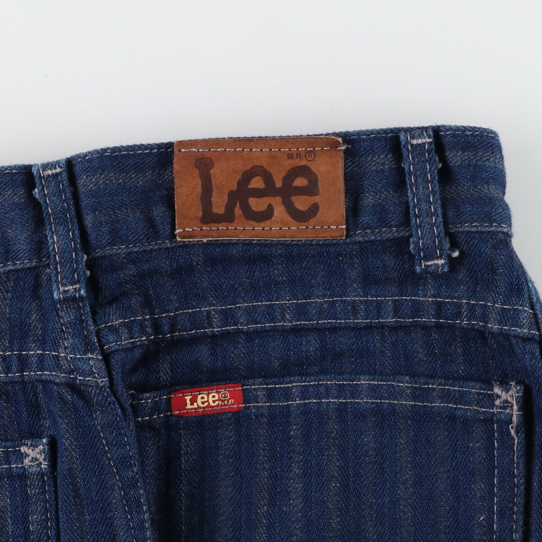 Dark blue 80'S Lee Stripe Pattern One-tuck Lee Tapered Jeans Denim Pants Made in USA Women's M (w26) [Elle] /eaa361638