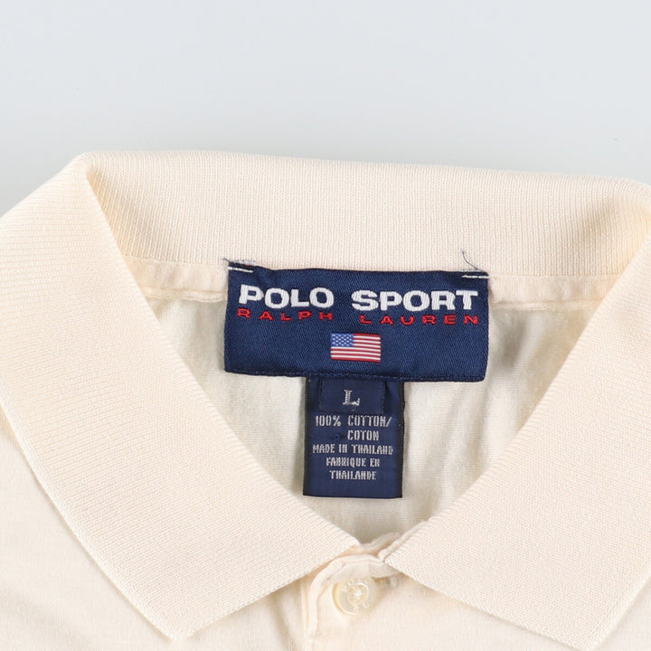 Ralph Lauren POLO SPORT Short-Sleeve Polo Shirt, Men's Size M cotton ivory Vintage Second Hand