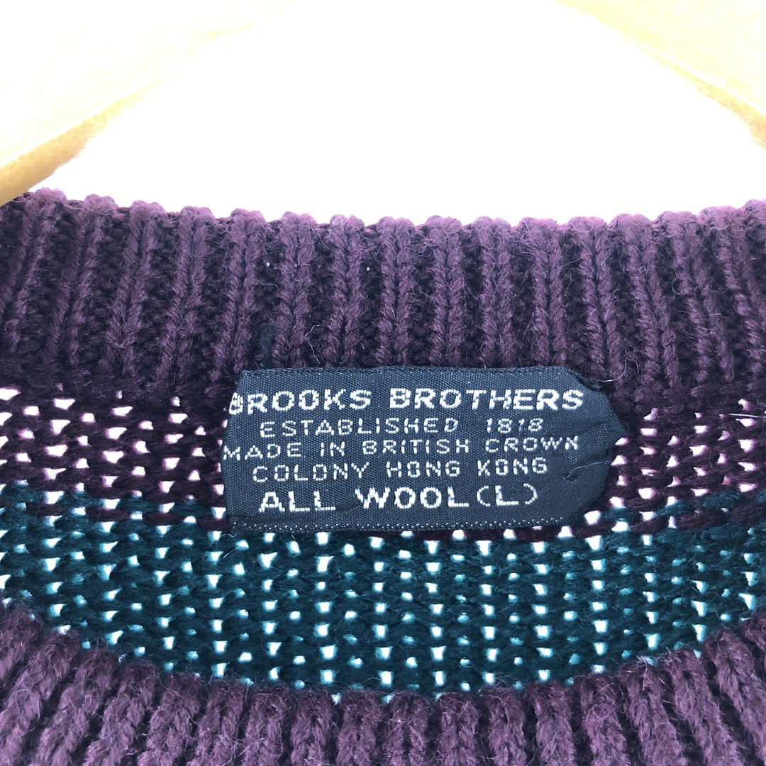 Brooks Brothers Border Pattern Wool Knit Sweater Men's L /eaa364143