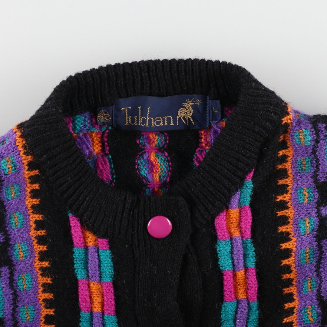 Tulchan all-over print wool knit cardigan, men's L /eaa364641