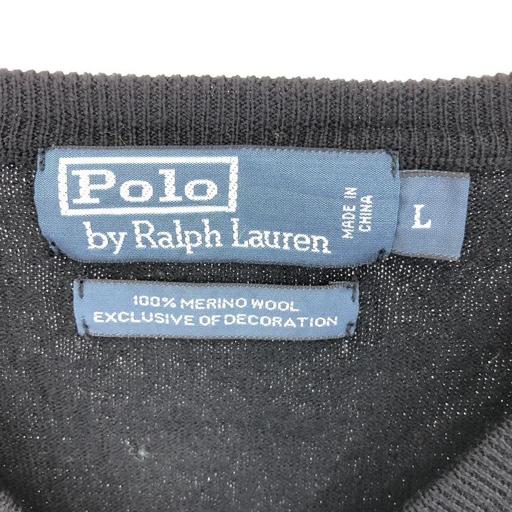 Ralph Lauren POLO by Ralph Lauren V-neck Merino wool knit sweater Women's L /eaa365054