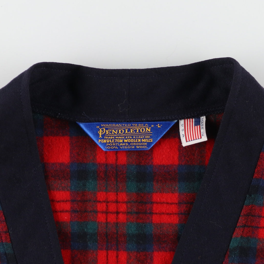 90'S Pendleton Check Pattern Wool Knit Cardigan Made in USA Men's L Vintage /eaa365077