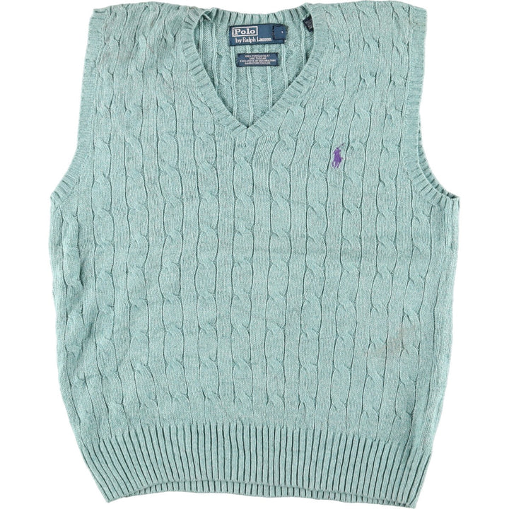 Ralph Lauren POLO by Ralph Lauren Cable Knit V-Neck Silk Knit Vest Men's M /eaa365168