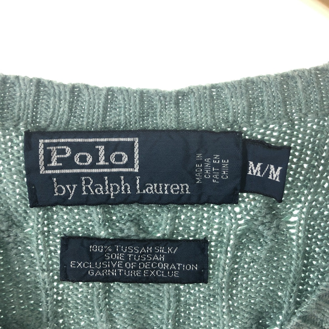 Ralph Lauren POLO by Ralph Lauren Cable Knit V-Neck Silk Knit Vest Men's M /eaa365168