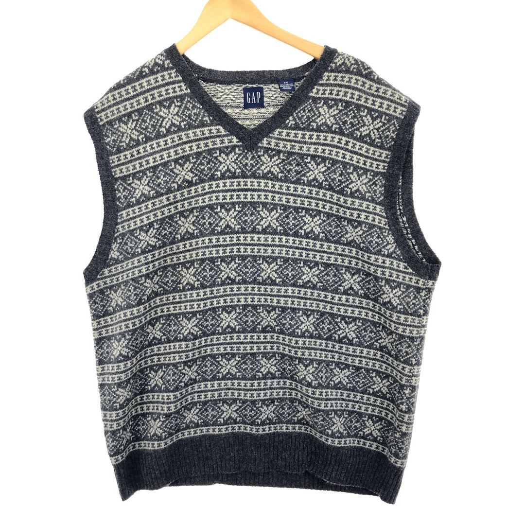 GAP V-neck Snow Pattern Wool Knit Vest Men's XXL /eaa365184