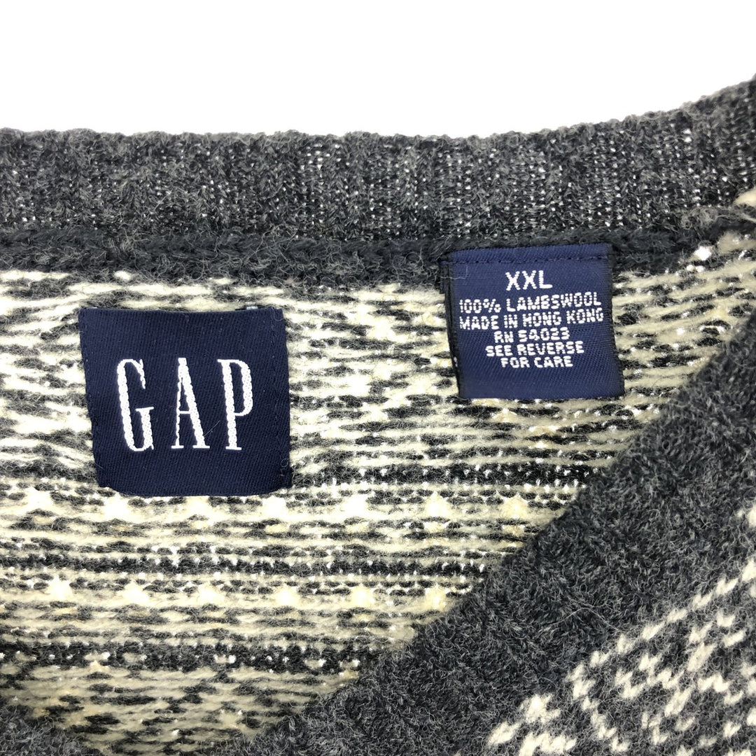 GAP V-neck Snow Pattern Wool Knit Vest Men's XXL /eaa365184