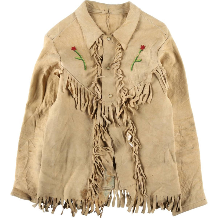 Special price for a fringed suede leather jacket, size S for men / eaa365617