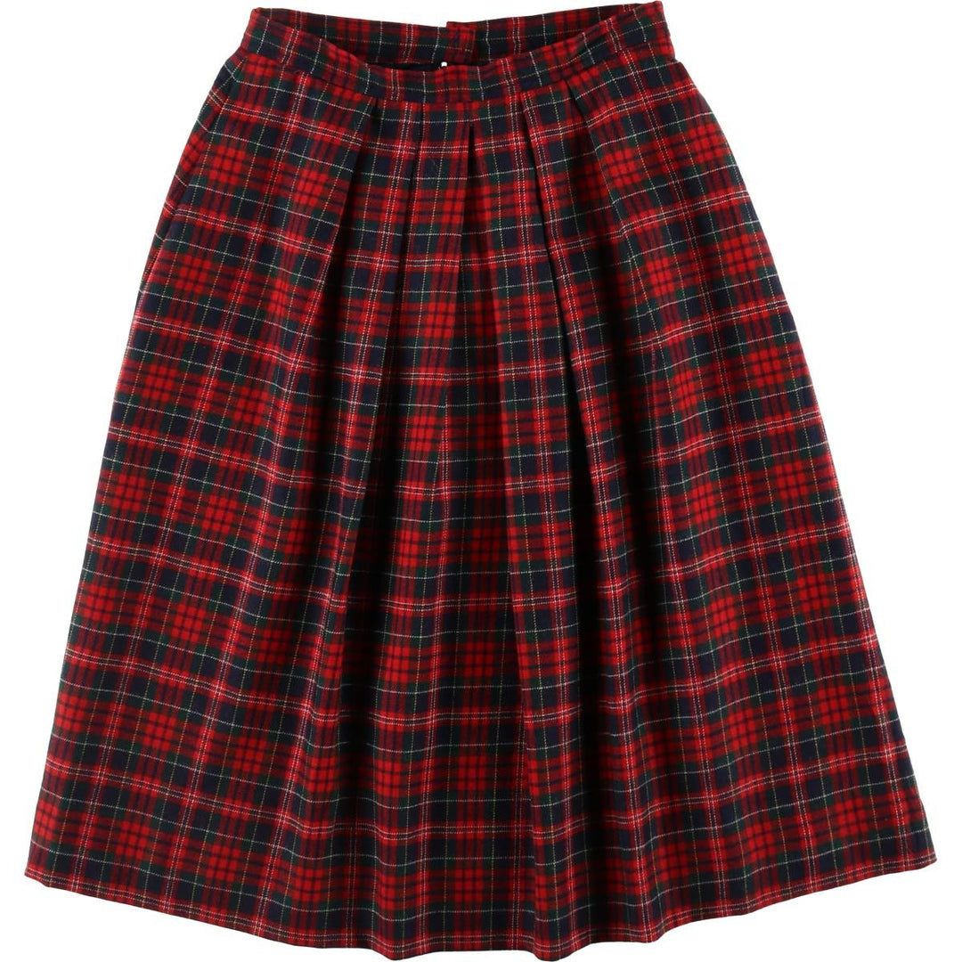 80'S Austin Hill Tartan Check Wool Half-Length Pleated Skirt Made in USA Women's L Size Vintage /eaa365624