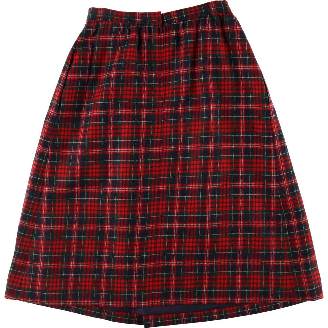 80'S Austin Hill Tartan Check Wool Half-Length Pleated Skirt Made in USA Women's L Size Vintage /eaa365624