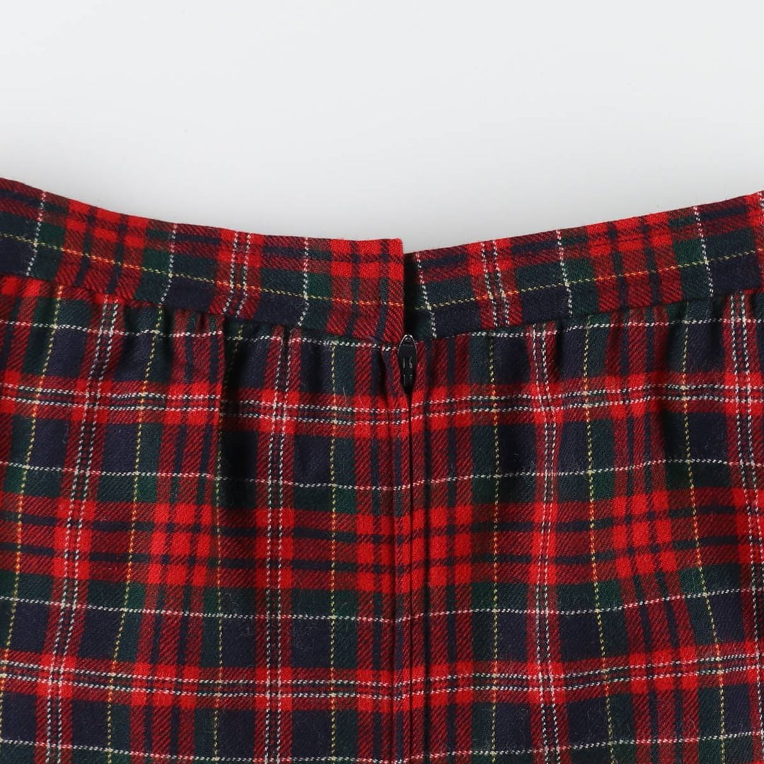 80'S Austin Hill Tartan Check Wool Half-Length Pleated Skirt Made in USA Women's L Size Vintage /eaa365624