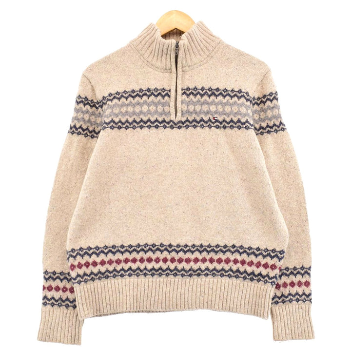 Tommy Hilfiger TOMMY HILFIGER All-over Print Cotton Knit Half-Zip Sweater Women's L /eaa365628