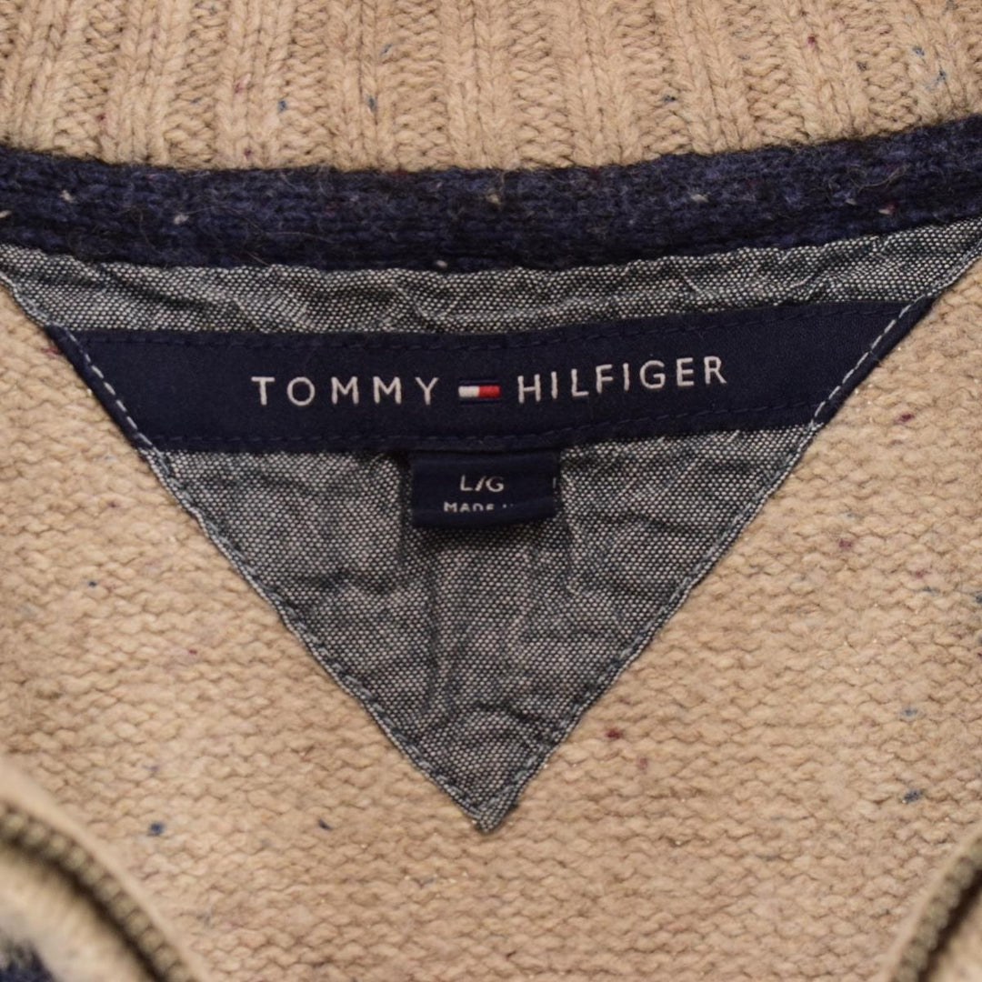 Tommy Hilfiger TOMMY HILFIGER All-over Print Cotton Knit Half-Zip Sweater Women's L /eaa365628