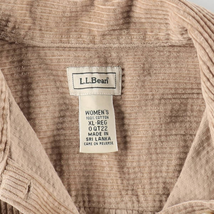 LLBean Long Sleeve Corduroy Shirt Box Shirt Women's XL Size /eaa365705