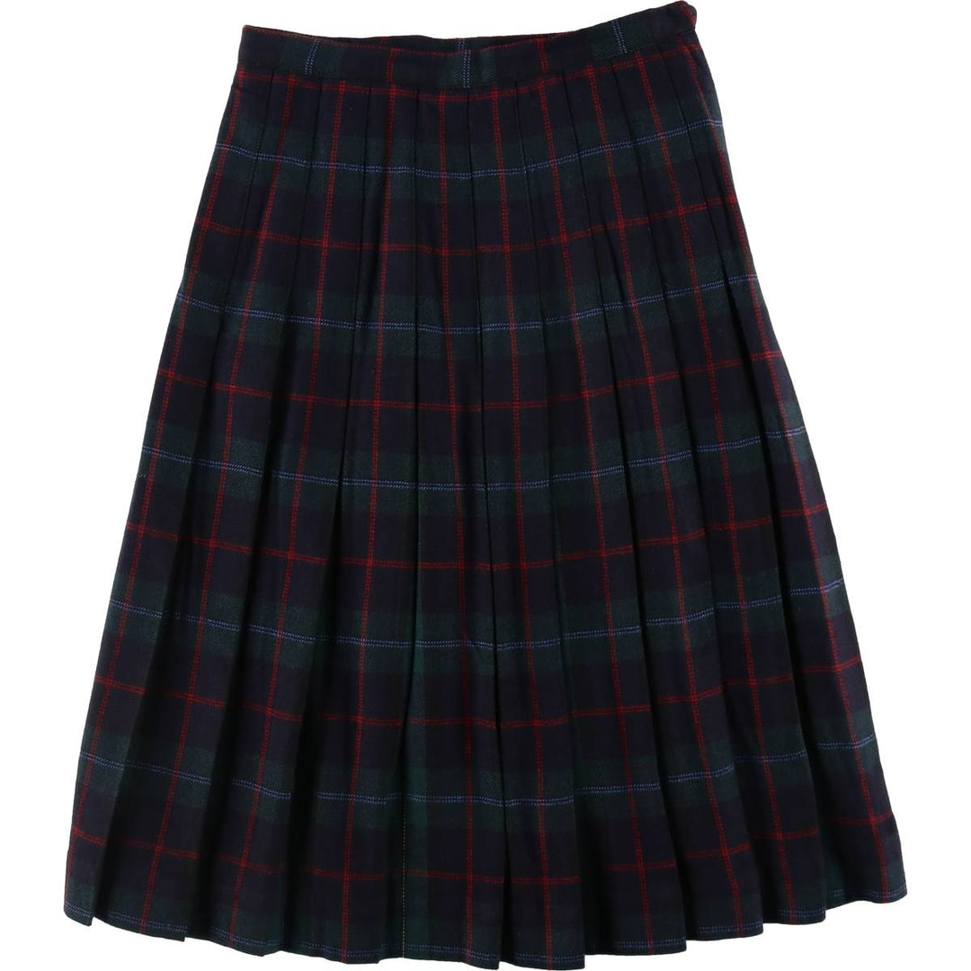 KORDAY Check Pattern Tartan Check Half-Length Pleated Skirt Women's M Size Vintage /eaa365718