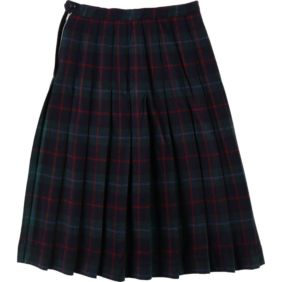 KORDAY Check Pattern Tartan Check Half-Length Pleated Skirt Women's M Size Vintage /eaa365718