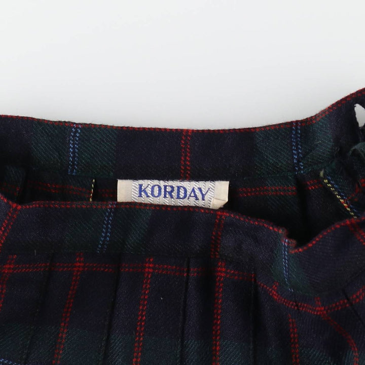 KORDAY Check Pattern Tartan Check Half-Length Pleated Skirt Women's M Size Vintage /eaa365718