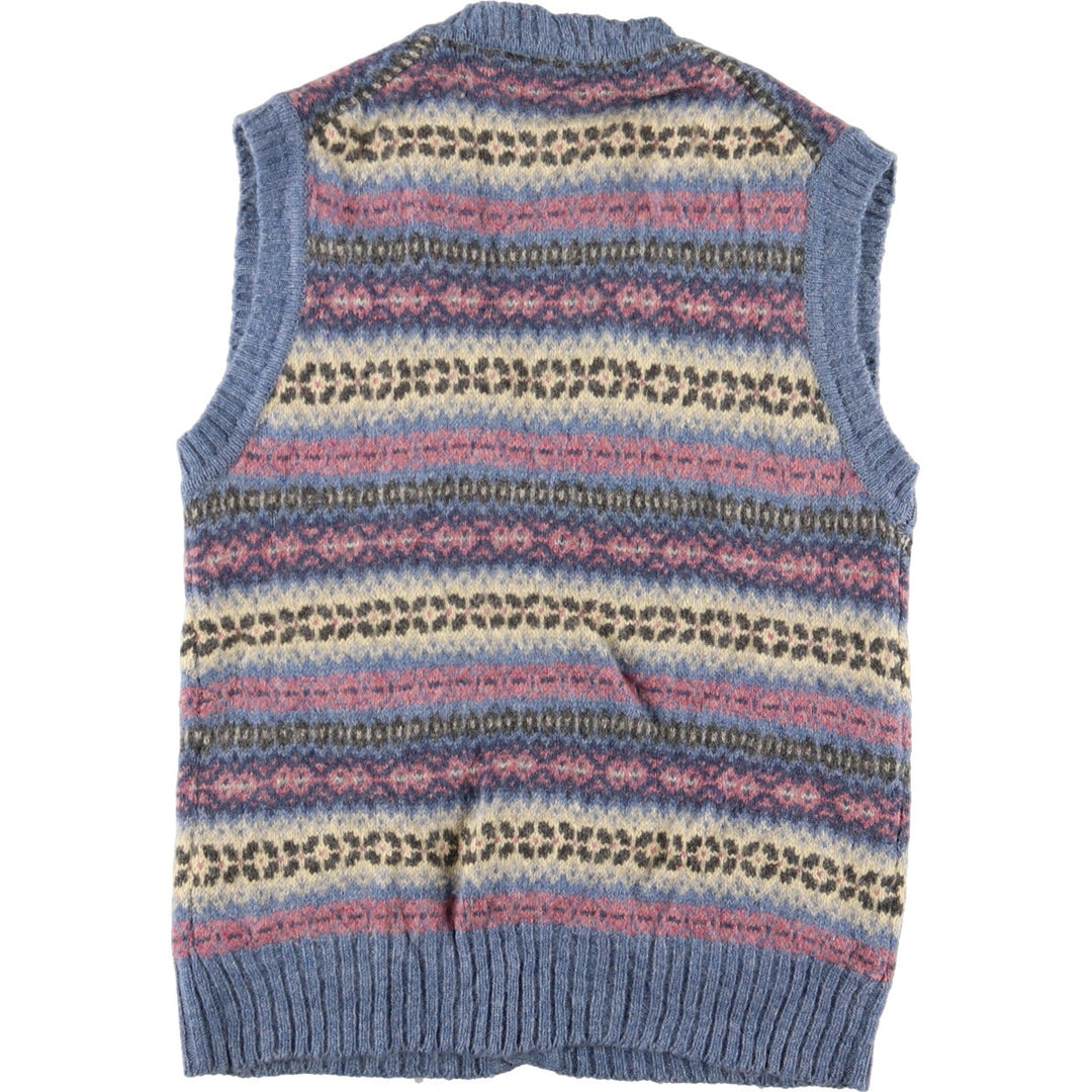 STERN'S All-over Pattern Open-front Wool Knit Vest Women's M /eaa365728