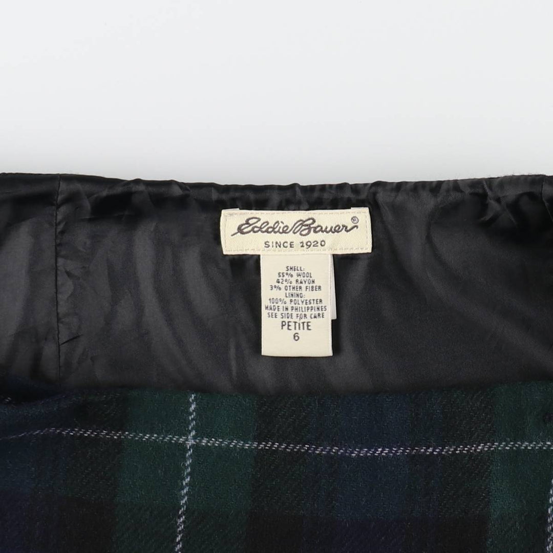 Eddie Bauer Check Pattern Wool Half-Length Wrap Skirt Women's Size L / eaa365736