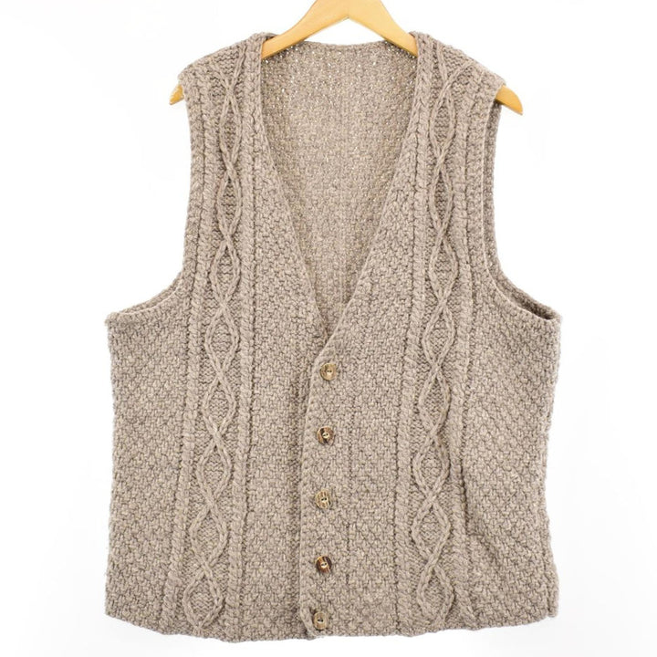 Cable knit open front wool knit vest Men's XL /eaa365799