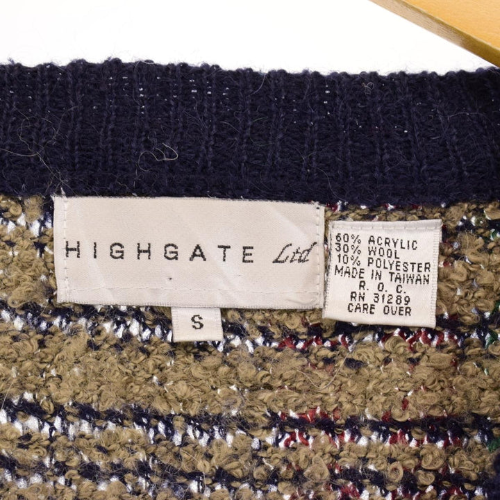 HIGHGATE Ltd Check Pattern Acrylic x Wool Knit Cardigan Women's M /eaa365804