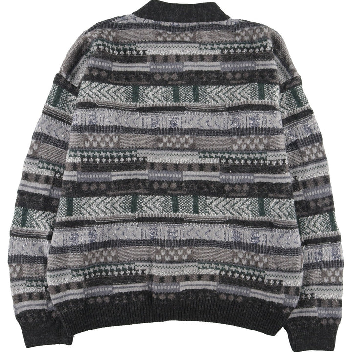 MAGLIERIA all-over print wool knit cardigan, men's L /eaa365983