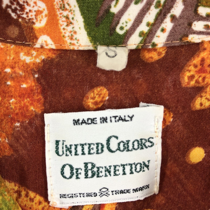 UNITED COLORS OF BENETTON short sleeve all-over print open collar shirt made in Italy men's L /eaa366108