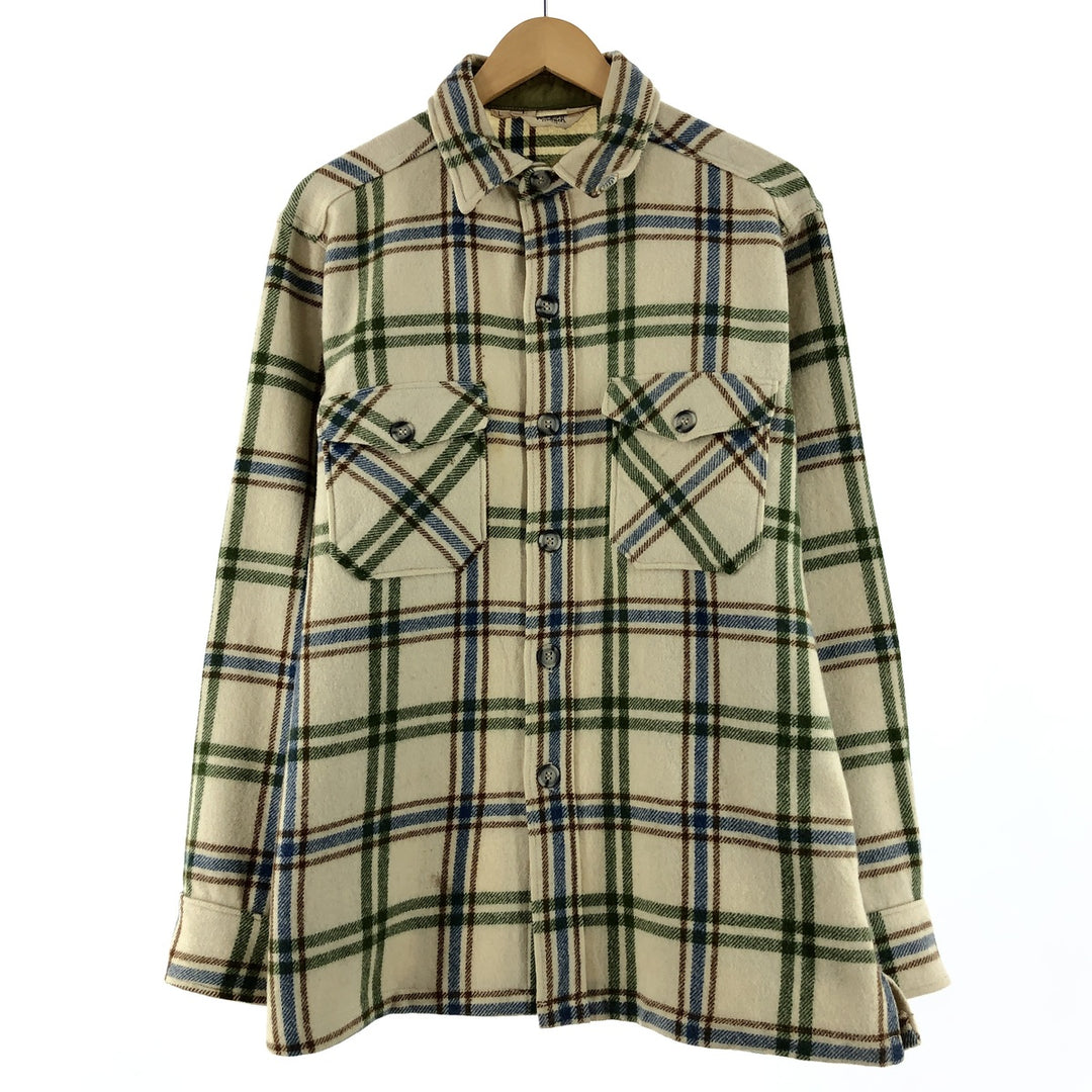 70'S WOOLRICH Check Pattern Wool Box Shirt Men's L Vintage /eaa366661