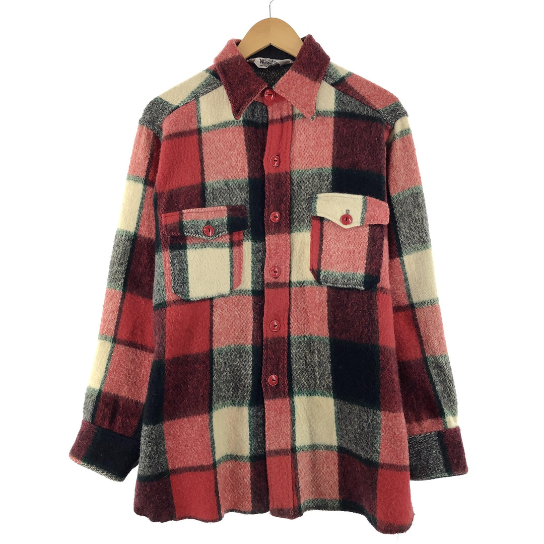 70'S WOOLRICH Check Pattern Wool Shirt Men's L Vintage /eaa366662