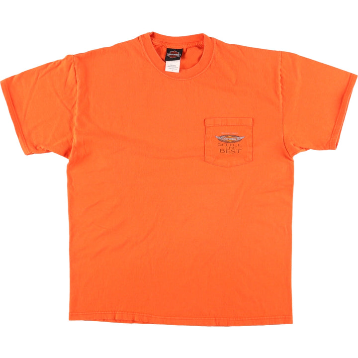 Harley Davidson Hanes Double-sided Print Hanes Chest Pocket Motorcycle Bike T-Shirt Made in USA Men's L /eaa367502