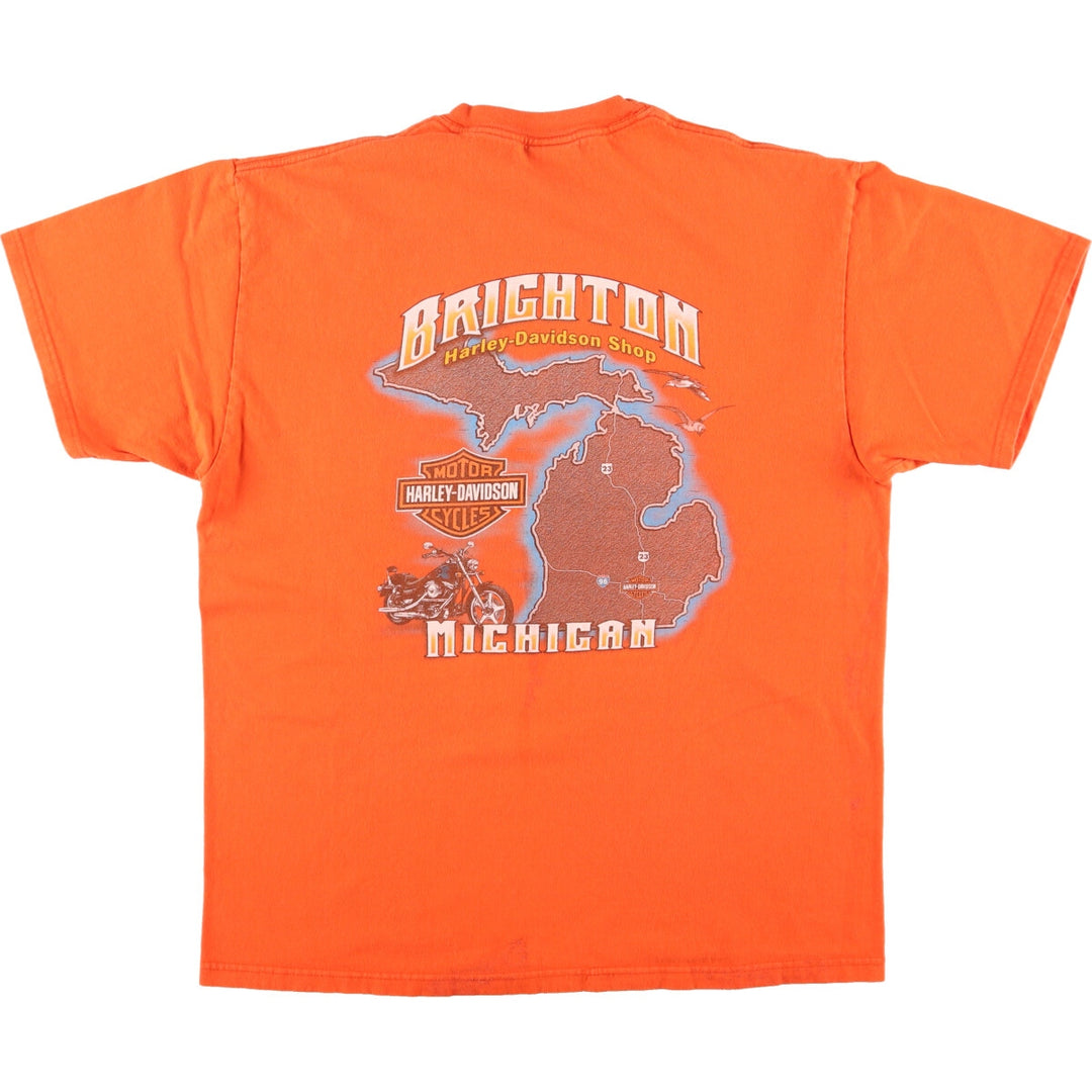 Harley Davidson Hanes Double-sided Print Hanes Chest Pocket Motorcycle Bike T-Shirt Made in USA Men's L /eaa367502