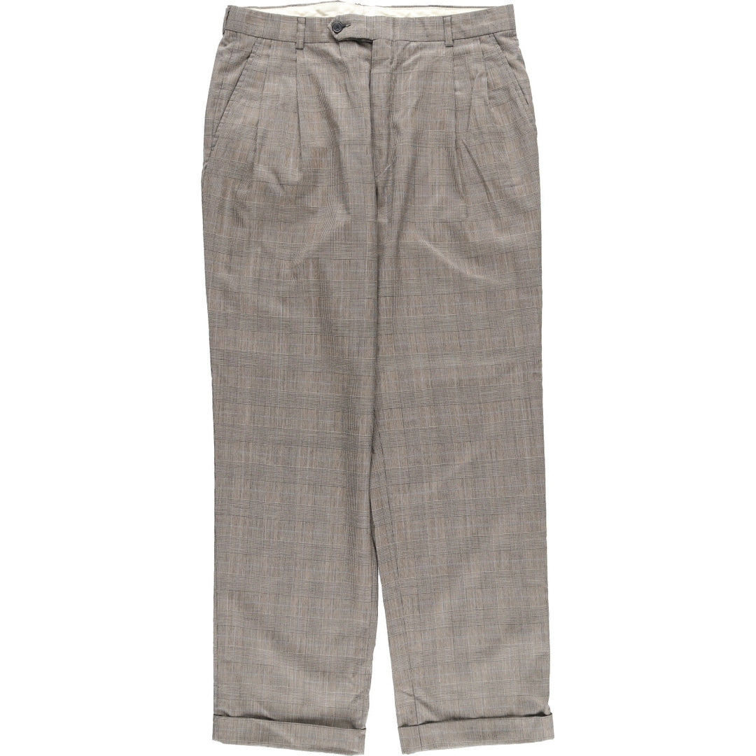 NAUTICA Check Pattern Two-pleat Wool Pants Slacks Men's W34 Vintage / eaa368140