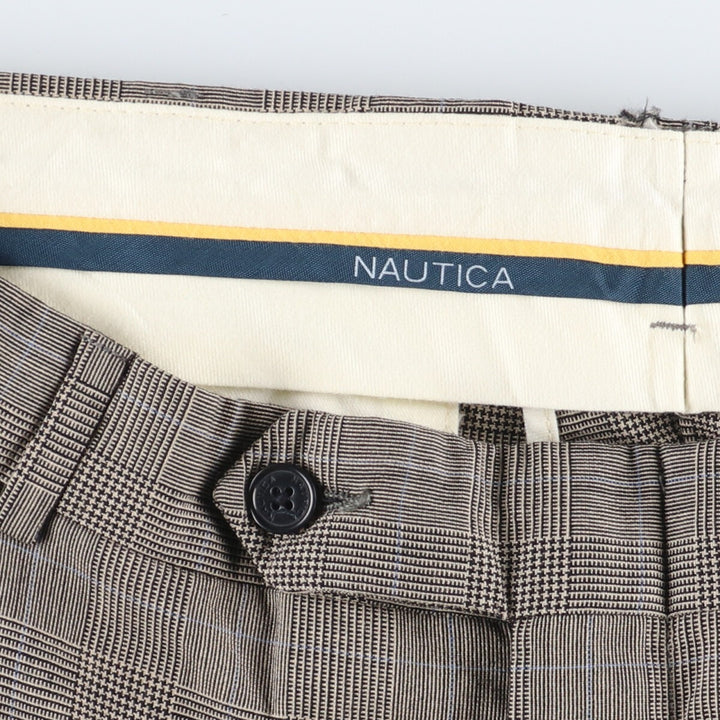 NAUTICA Check Pattern Two-pleat Wool Pants Slacks Men's W34 Vintage / eaa368140