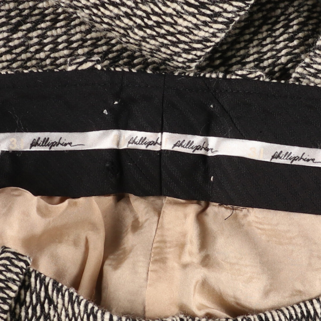 Philliplim all-over print wool slacks, women's size L (w30) wool white type Vintage Second Hand