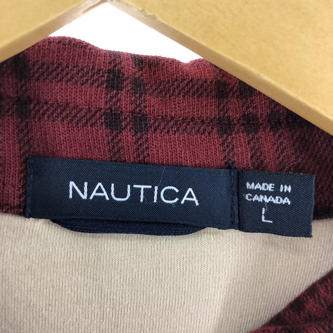 NAUTICA Long Sleeve Check Pattern Printed Flannel Box Shirt Made in Canada Men's L /eaa368460