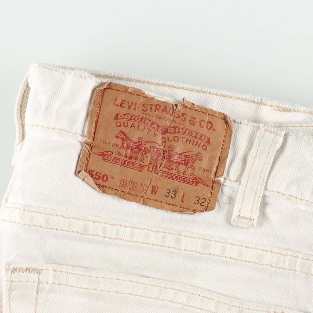 90'S Levi's 550 Relaxed Fit Tapered Leg White Jeans Tapered Denim Pants Made in USA Men's w32 /eaa368715