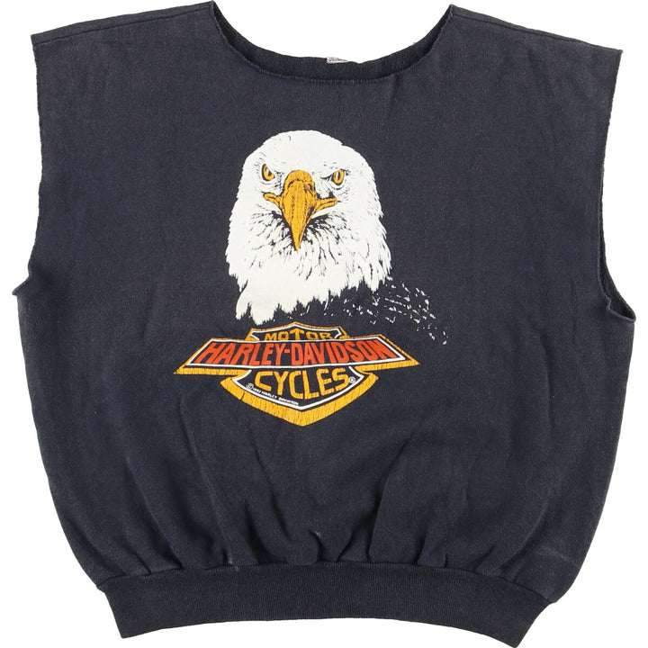 80'S Harley-Davidson Eagle Pattern Cut-off Sweatshirt Trainer Women's M Vintage /eaa368964