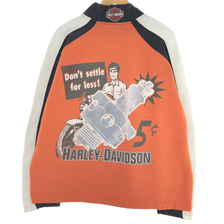 00'S Harley Davidson back print half zip sweatshirt, trainer, men's XL /eaa369071