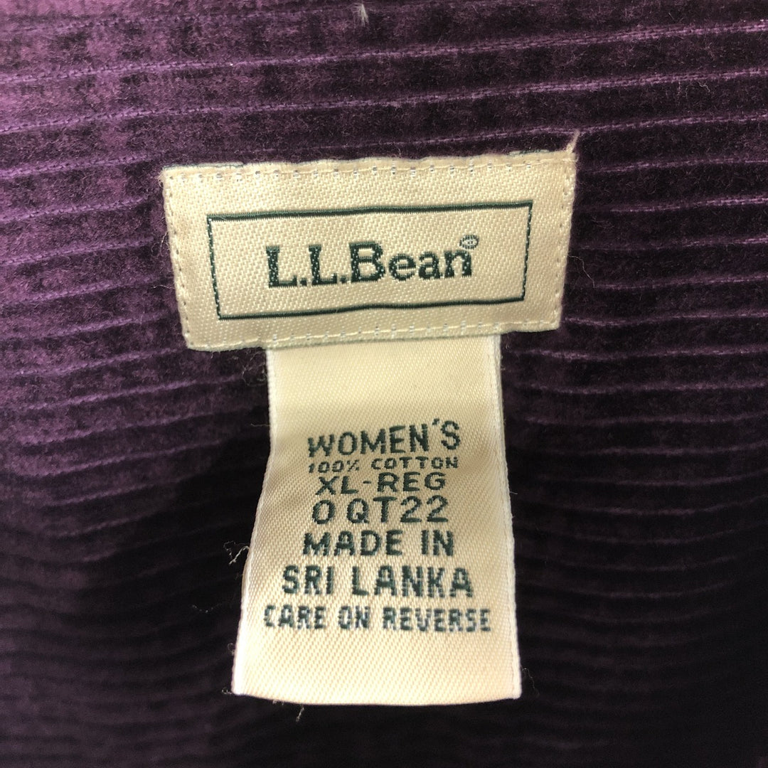 LLBean Long Sleeve Wide Ribbed Corduroy Shirt Women's L /eaa370013